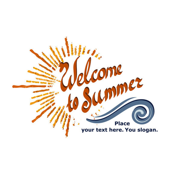 logo with Welcome to summer text and smart sea wave - Vettoriali, immagini