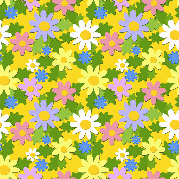 Seamless summer floral ornament - Вектор,изображение