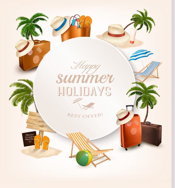 Set of vacation related icons. Vector. - Vector, Image