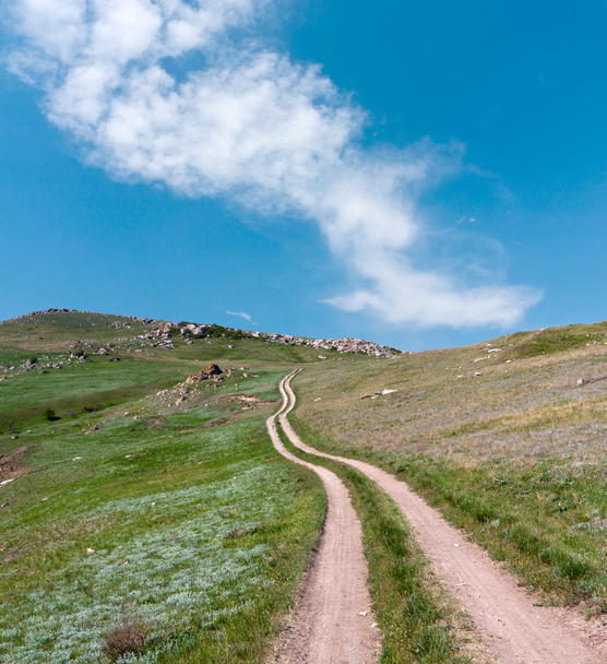 Caminho na colina verde
 - Foto, Imagem