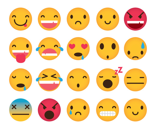 Σύνολο χαριτωμένο emoticons χαμόγελα - Διάνυσμα, εικόνα