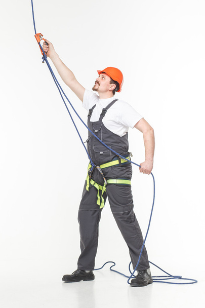 Industrial climber isolated on white  - Zdjęcie, obraz