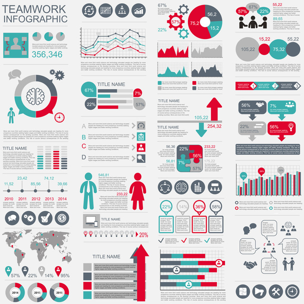 infografische Teamwork-Vektor-Design-Vorlage. kann für Workflow, Start-up, Geschäftserfolg, Diagramm, Infografik Banner, Teamwork, Design, Infografik-Elemente, Set-Informationen-Infografik verwendet werden. - Vektor, Bild