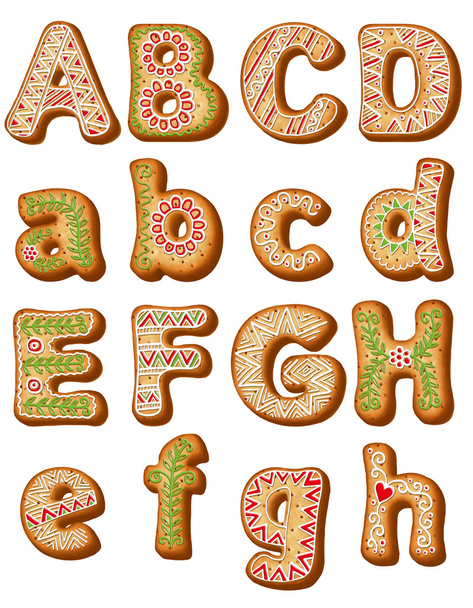 English gingerbread alphabet. ABC Christmas cookies. - Fotoğraf, Görsel