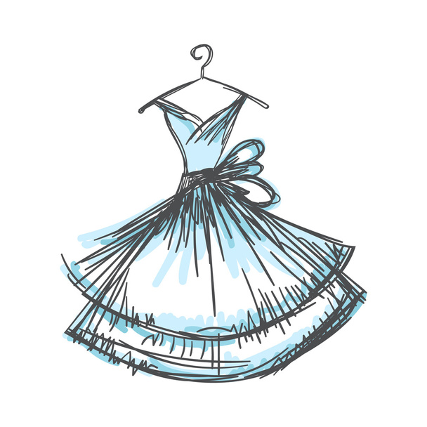 ball gown hand drawing on a hanger - Vecteur, image