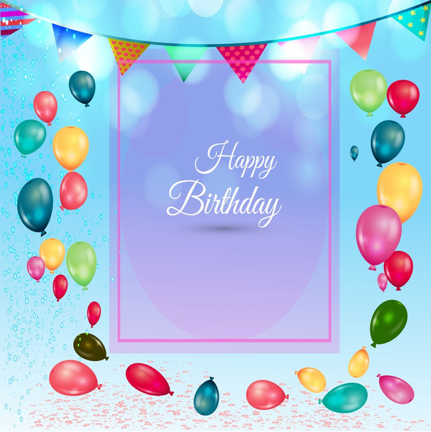 verjaardag achtergrond met kleurrijke ballonnen en lege papier - Vector, afbeelding