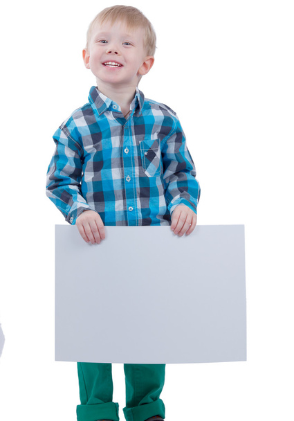 Cute little boy with blank poste - Valokuva, kuva