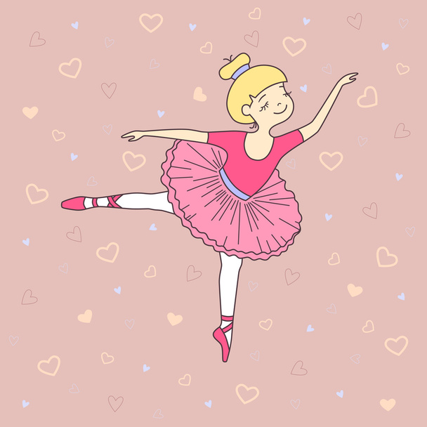 Vector illustration of nice little ballet dancer - Вектор,изображение