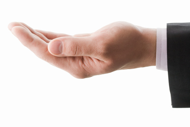 Bild der menschlichen Hand, die die Handfläche in Isolation hält - Foto, Bild