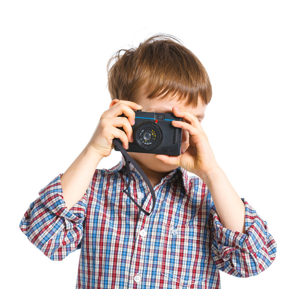 Ευτυχισμένο αγόρι με κάμερα - Φωτογραφία, εικόνα