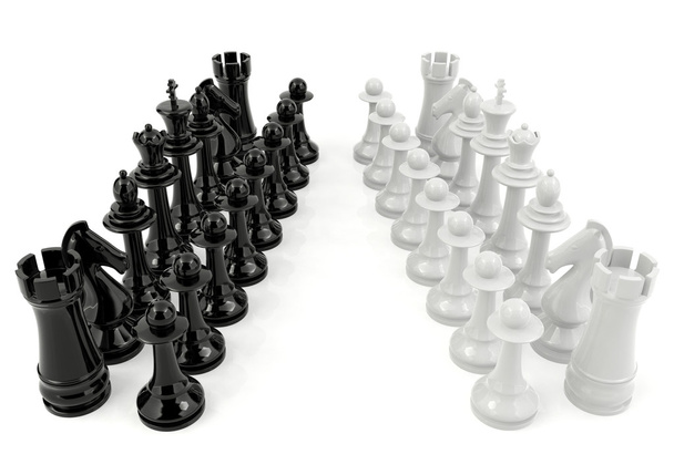 Beyaz ve siyah satranç izole  - Fotoğraf, Görsel