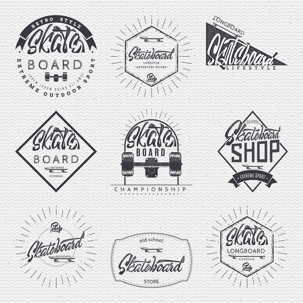 Skateboard - insignia, badge, label, sign, print, stamp, can be used in the design - Vector, Image