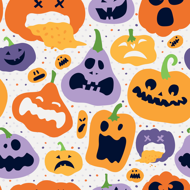 halloween pumpkins pattern - Vector, imagen