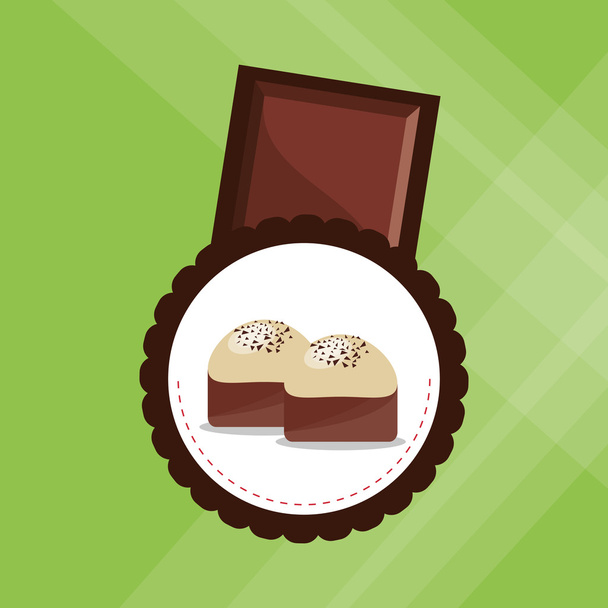 フラット イラスト甘くておいしいチョコレートのデザインについて - ベクター画像