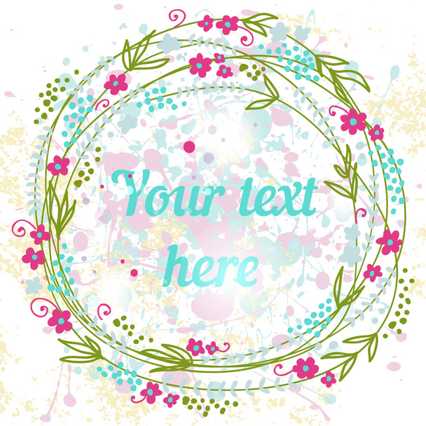 watercolor floral wreath background - ベクター画像