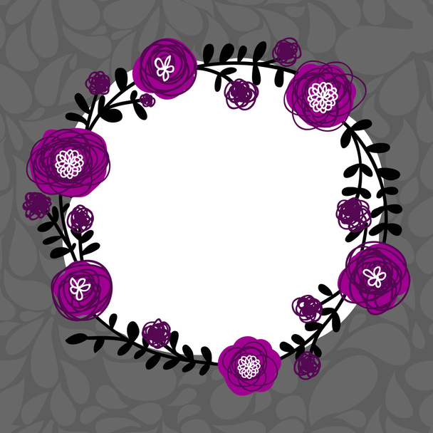 floral wreath frame - Vector, imagen