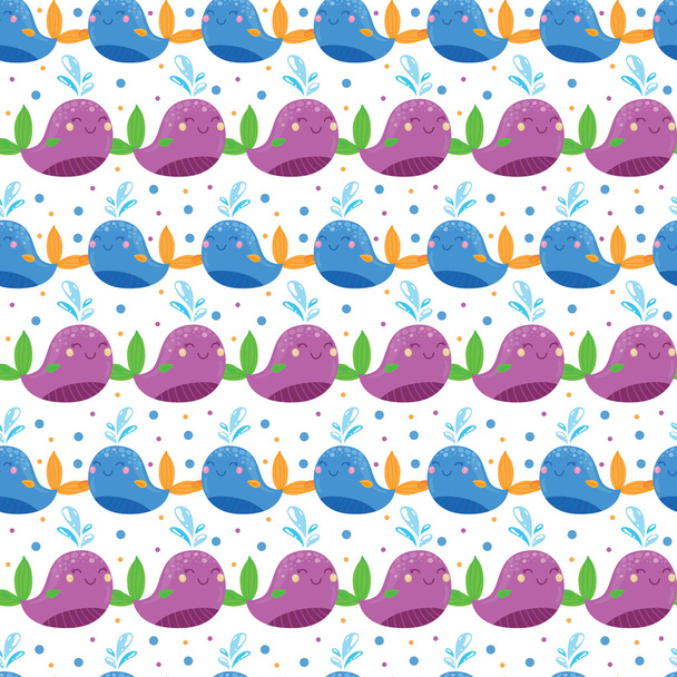 cartoon whales pattern - Vector, Image