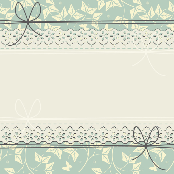 Elegant lace frame with decorative flowers, leaves and butterfli - Vector, Image