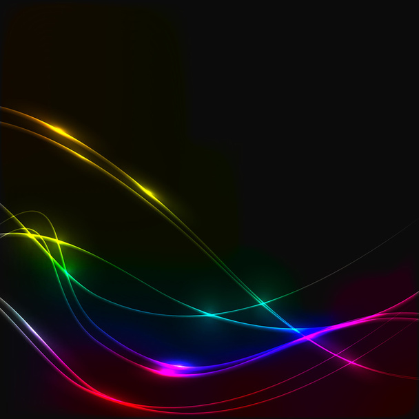 Sötét háttér előtt spektrum lézer neon hullámok - Vektor, kép