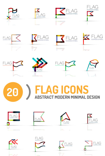 Набір логотипів прапора, лінійний дизайн
 - Вектор, зображення