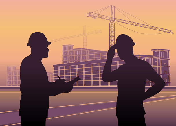 Workers silhouettes, construction Industry - Vektor, kép