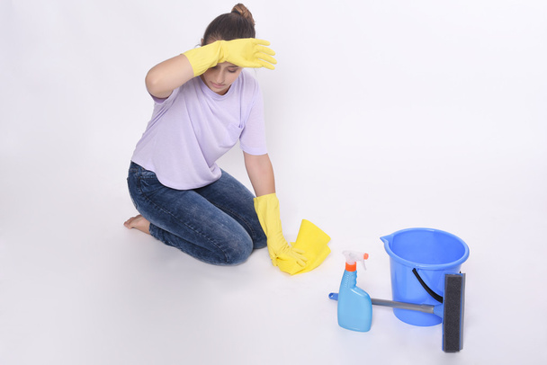 Woman tired of cleaning - Zdjęcie, obraz
