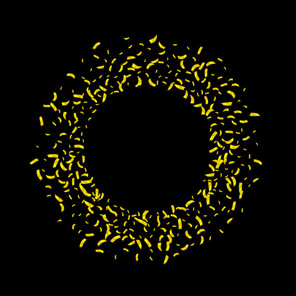 Golden confetti falls isolated over black background. Golden splash - Διάνυσμα, εικόνα