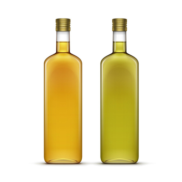 Sada skleněných lahví Whiskey ropy alkoholu alkoholické nápoje nápoje - Vektor, obrázek