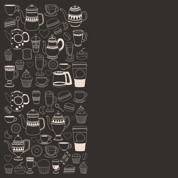 Doodle ručně tažené bezešvé pattern s kávou - Vektor, obrázek