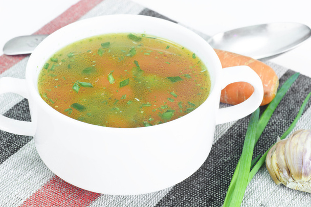 Sopa de legumes, Bouillon de dieta de frango
 - Foto, Imagem