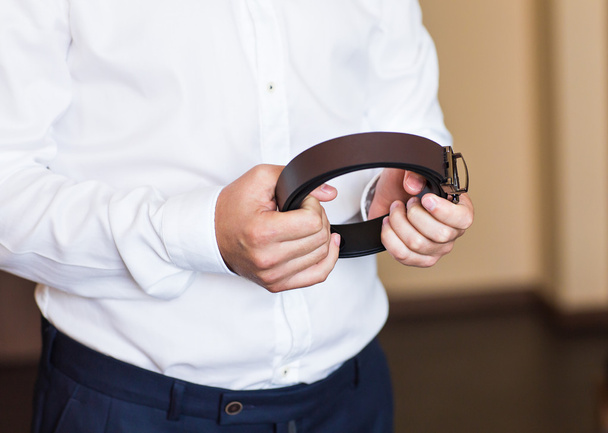 Man with  belt close-up - Photo, Image