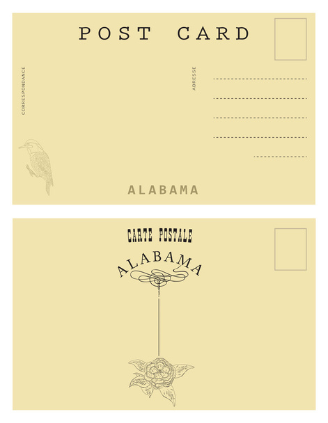 Tarjeta postal Vintage de Alabama
 - Vector, imagen