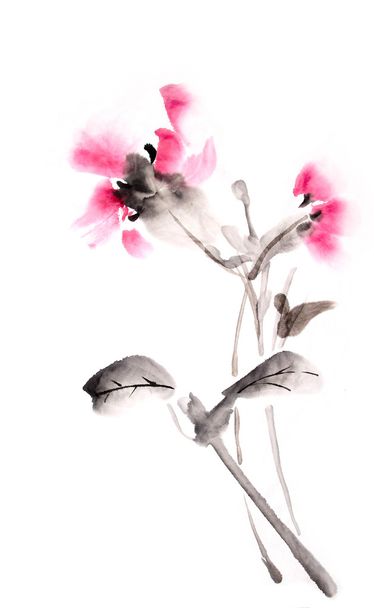 abstraktní inkoustu květina kreslení ručně kreslenou - Fotografie, Obrázek