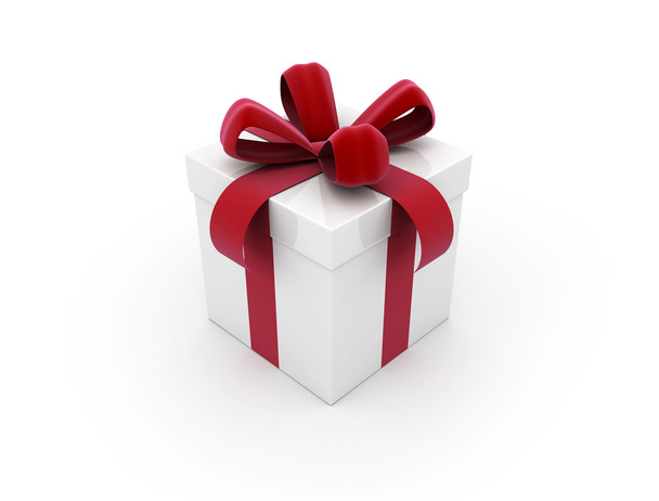 Gift box with red ribbon - Zdjęcie, obraz