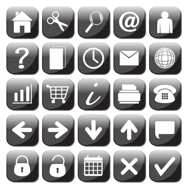 25 Black And White Web Icons Set - Vector, Image