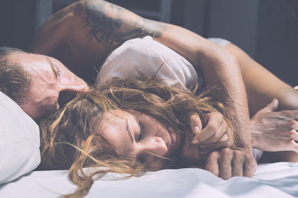 couple in love in bed  - Φωτογραφία, εικόνα