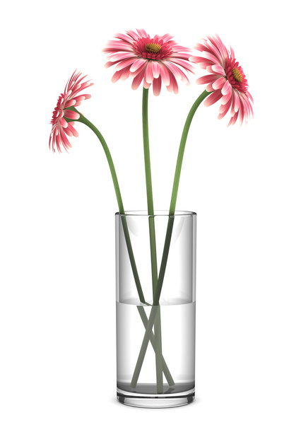růžová gerbera sedmikrásky v váza izolovaných na bílém pozadí - Fotografie, Obrázek