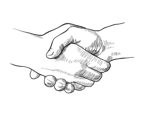 Hand drawn sketch of handshake - Vector, Image