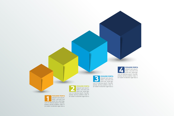 Opções de infográficos de cubo banner, modelo, esquema, gráfico, layout de texto
. - Vetor, Imagem