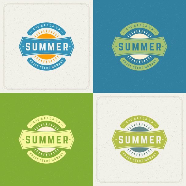 Summer Holidays Retro Typography Labels or Badges and Vector Backgrounds - Vector, imagen