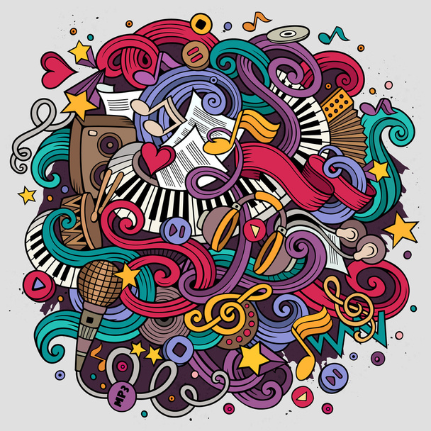 Desenhos animados doodles Ilustração musical
 - Vetor, Imagem