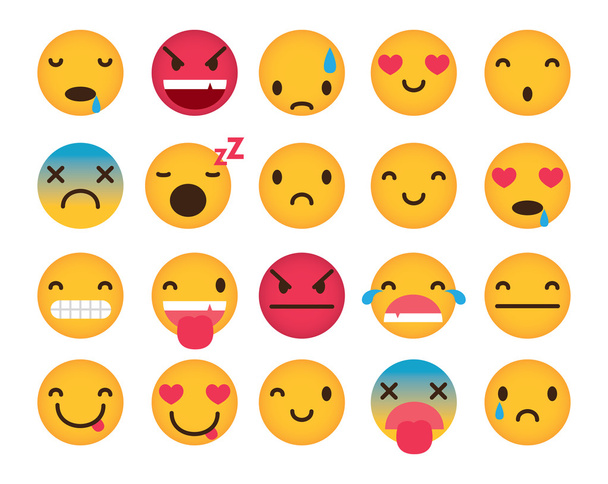 Set of cute emoticons - Vector, Image