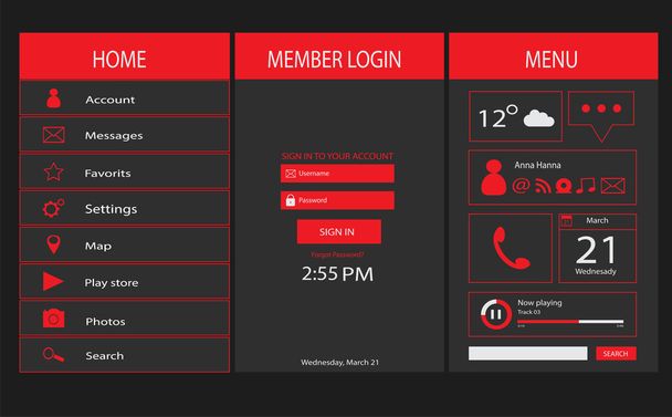 mobile interface design UI vector - Вектор, зображення