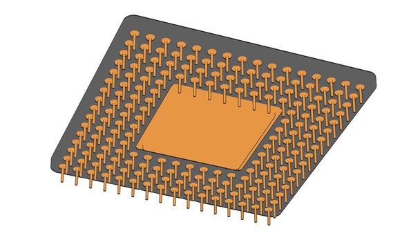 2D illustraion kreskówki chip komputer - Zdjęcie, obraz