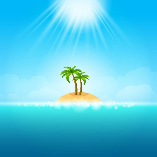 夏の背景 - 熱帯の島 - ベクター画像