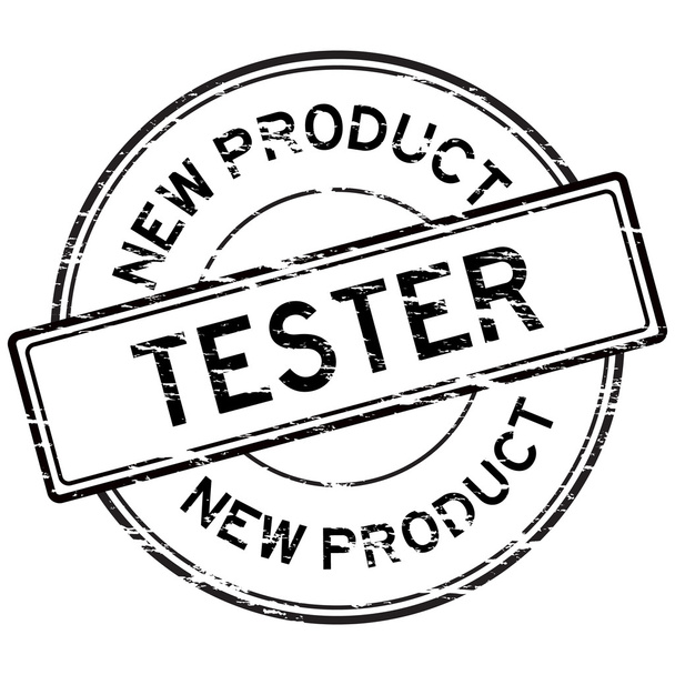 Zwarte grunged tester en nieuwe product-stempel - Vector, afbeelding