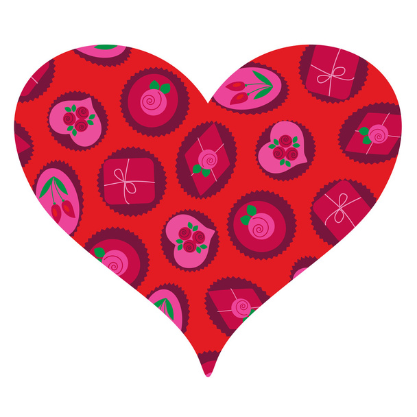 valentine heart with candies - Vector, Image