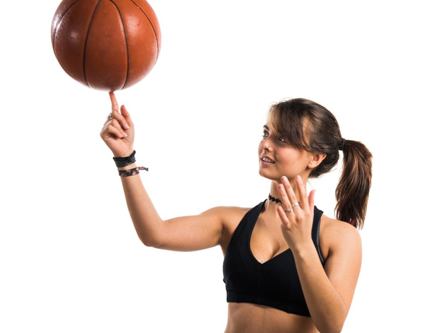 Young girl playing basketball - Zdjęcie, obraz