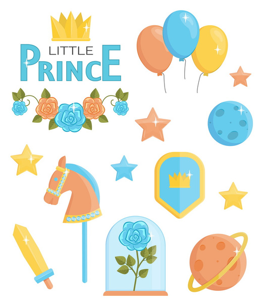 Cute little prince icons - Vector, Image