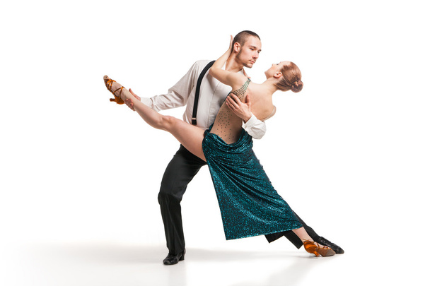 professional artists dancing over white - Fotó, kép